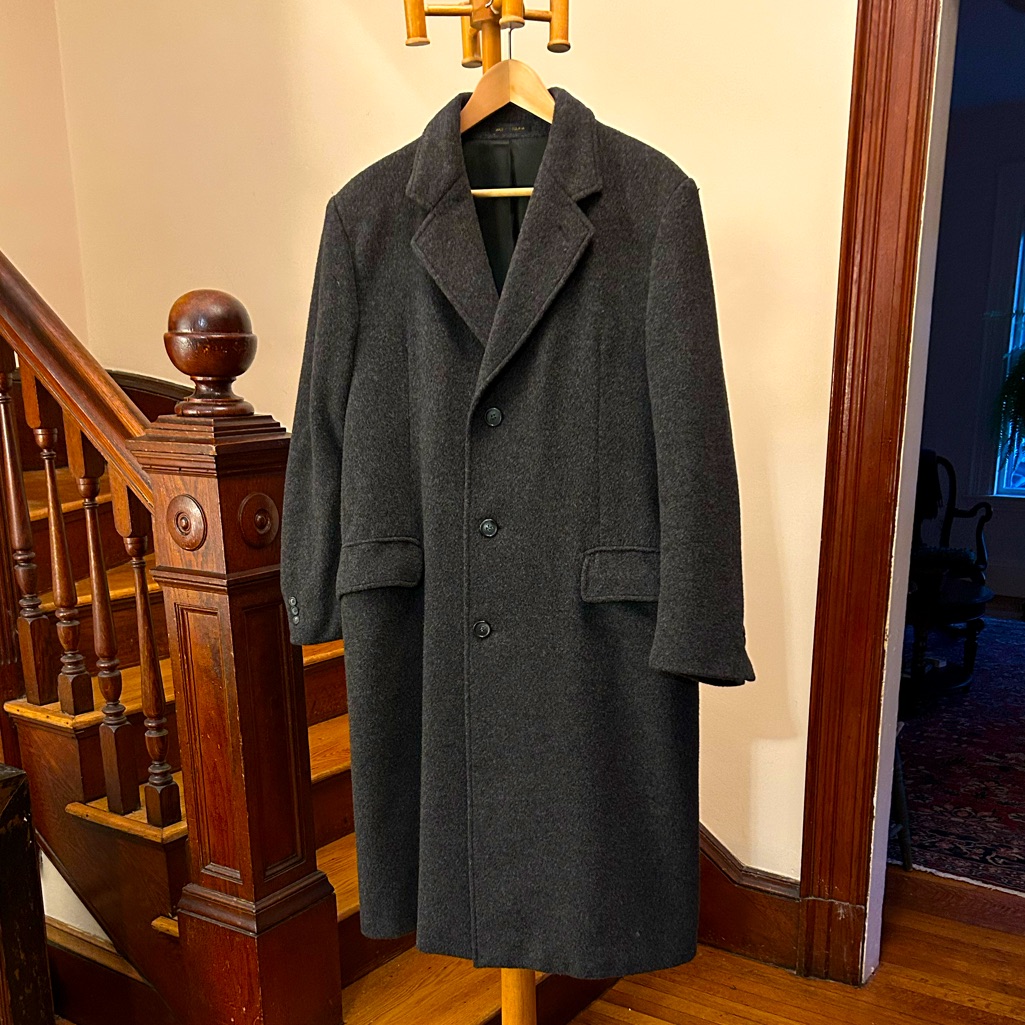 100% Wool Top Coat - Dark Gray - Aron Anderson Brand (46r) Xl